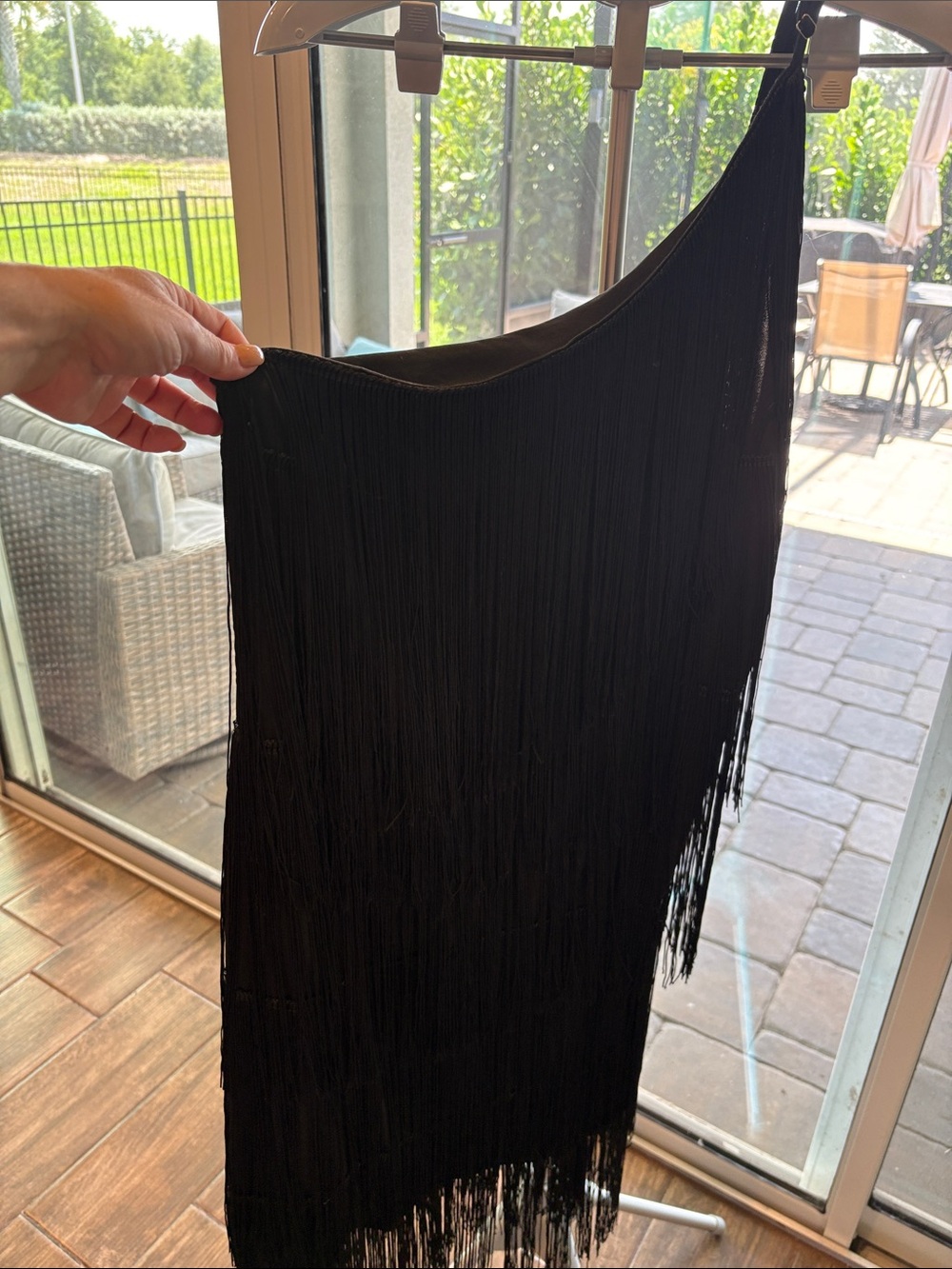 SHEIN Black Fringe Curve Slip Dress 1XL - Picture 4 of 5